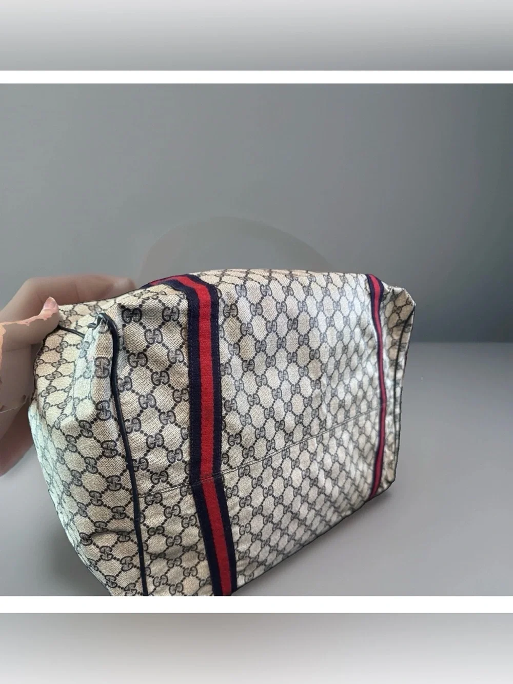 Gucci Duffle Bag GG Logo Canvas Folding Travel Carry On